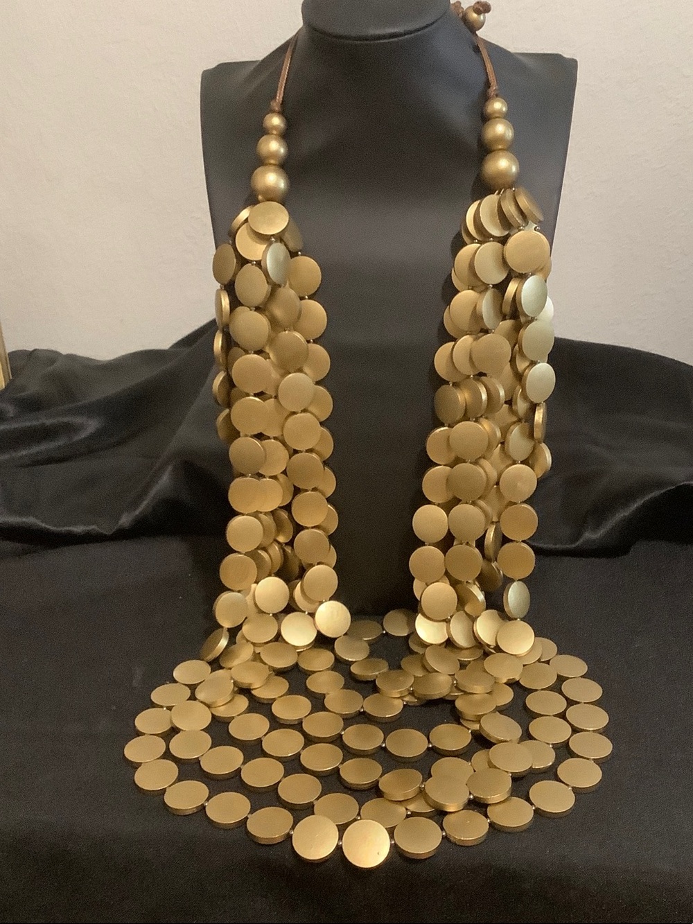 Gold Multi-Strand Disc Necklace - Women Jewelry - Picture 3 of 3